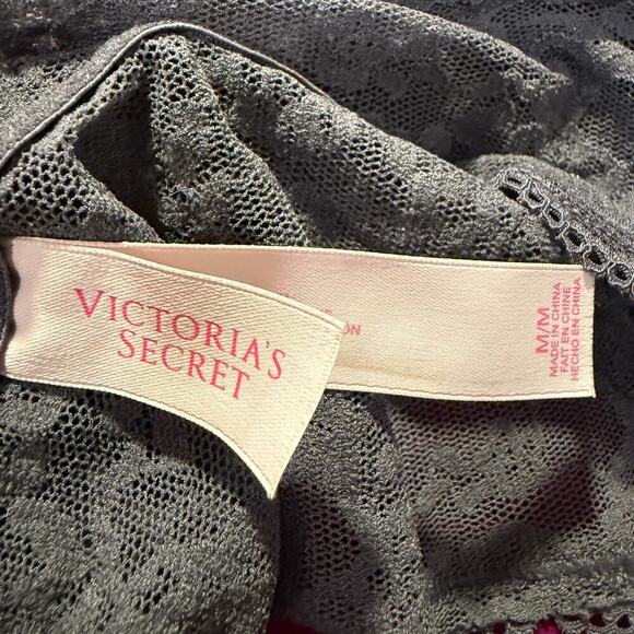 Victoria’s Secret Gray Lace Longline Bralette Racerback Size M Lingerie Sexy - Picture 3 of 4